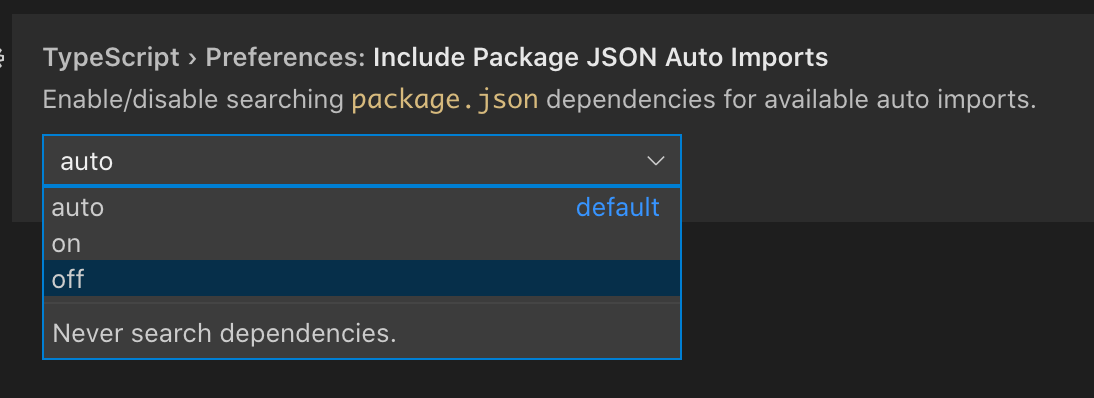 Configuring ‘include package JSON auto imports’